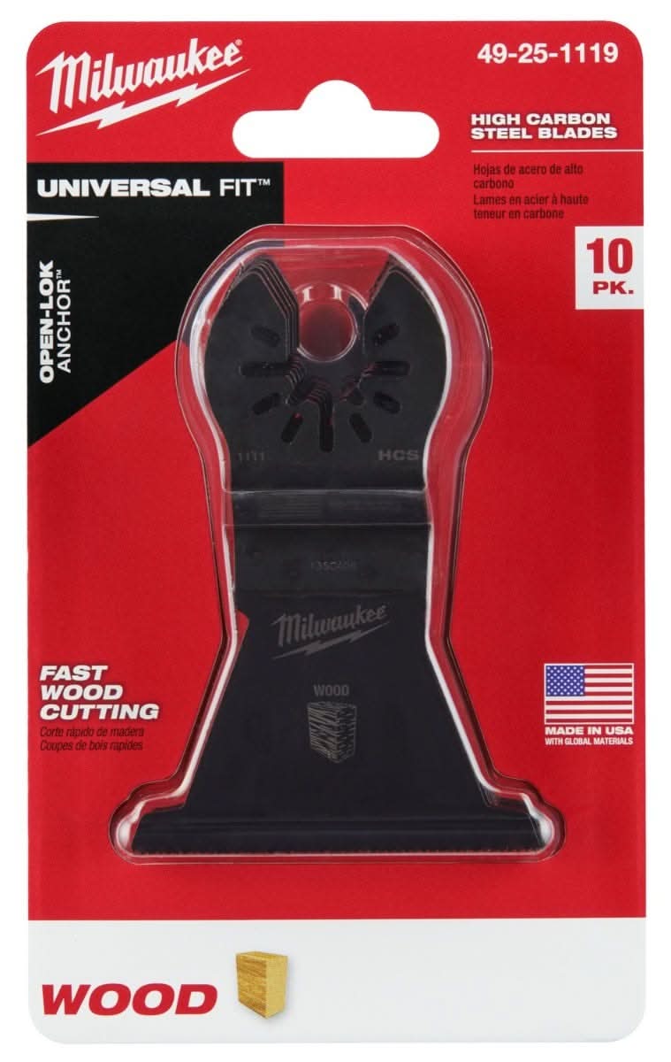 Milwaukee 49-25-1119 Open-Lok 2-1/2-Inch Hcs Wood Blade, 10-Pack