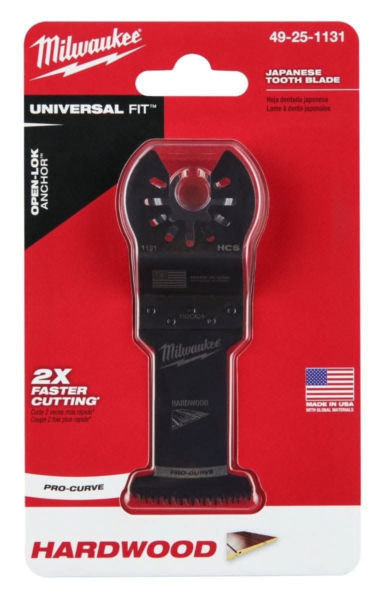 Milwaukee 49-25-1131 Open-Lok 1-3/8-Inch Hcs Japanese Tooth Pro-Curve Hardwood Blade, 1-Pack