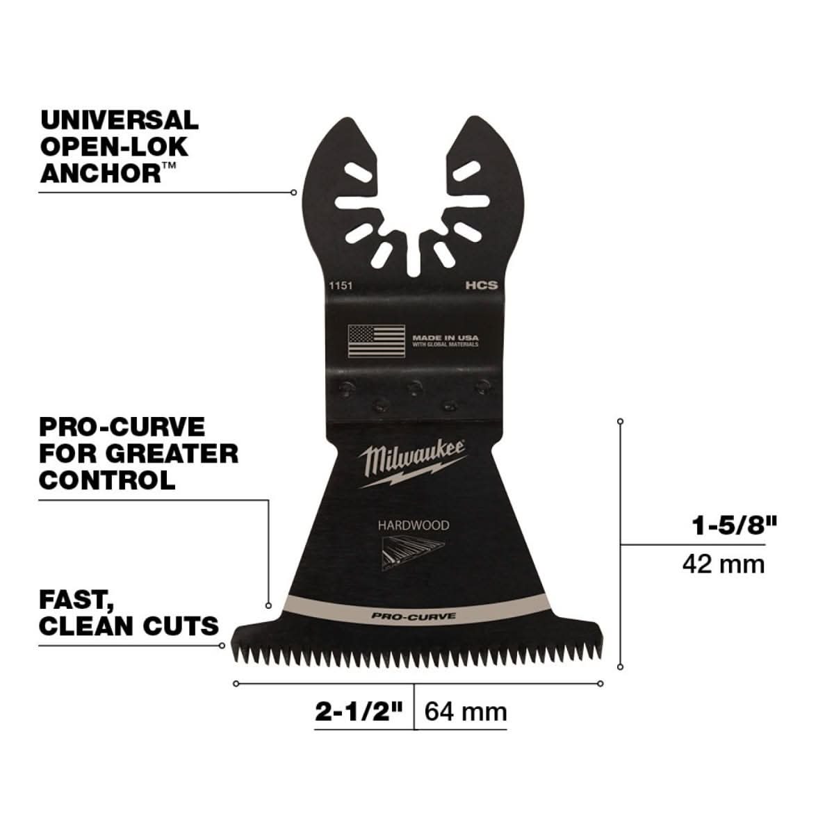 Milwaukee 49-25-1153 Open-Lok 2-1/2-Inch Hcs Japanese Tooth Pro-Curve Hardwood Blade, 3-Pack