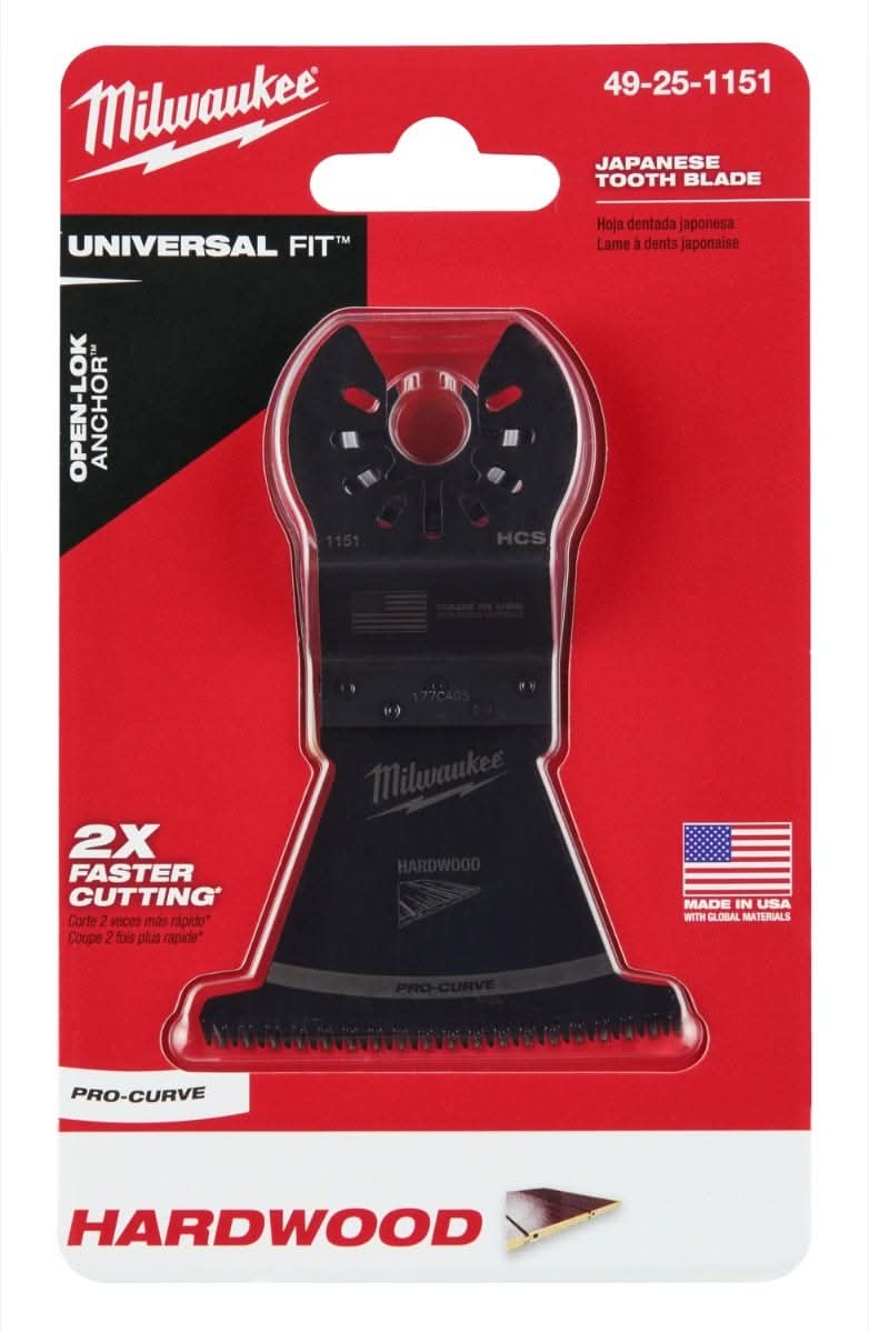 Milwaukee 49-25-1151 Open-Lok 2-1/2-Inch Hcs Japanese Tooth Pro-Curve Hardwood Blade, 1-Pack