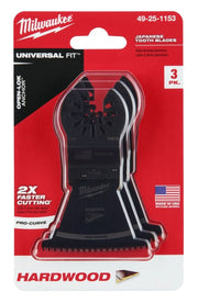 Milwaukee 49-25-1153 Open-Lok 2-1/2-Inch Hcs Japanese Tooth Pro-Curve Hardwood Blade, 3-Pack