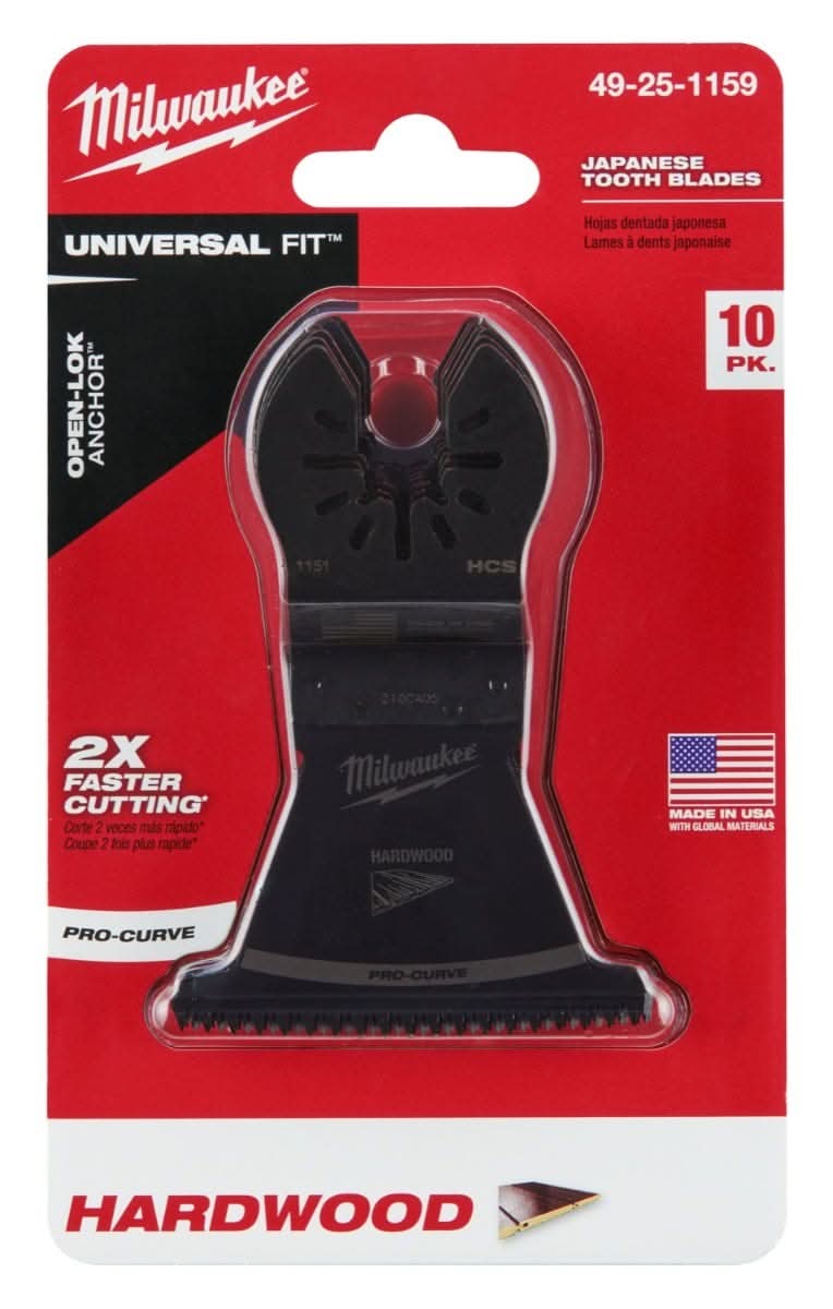 Milwaukee 49-25-1159 Open-Lok 2-1/2-Inch Hcs Japanese Tooth Pro-Curve Hardwood Blade, 10-Pack