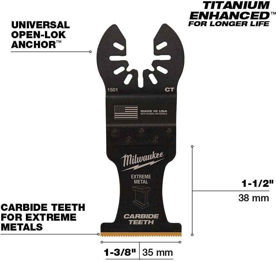 Milwaukee 49-25-1501 Open-Lok 1-3/8-Inch Titanium Enhanced Carbide Teeth Metal Blade, 1-Pack