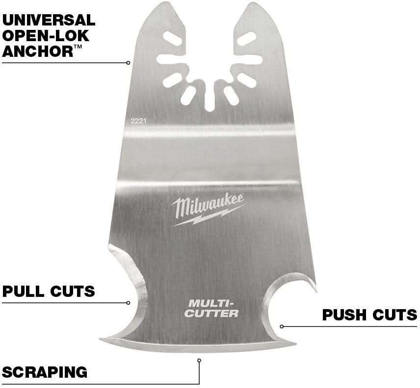 Milwaukee 49-25-2221 Open-Lok 3-In-1 Multi-Cutter Scraper Blade, 1-Pack