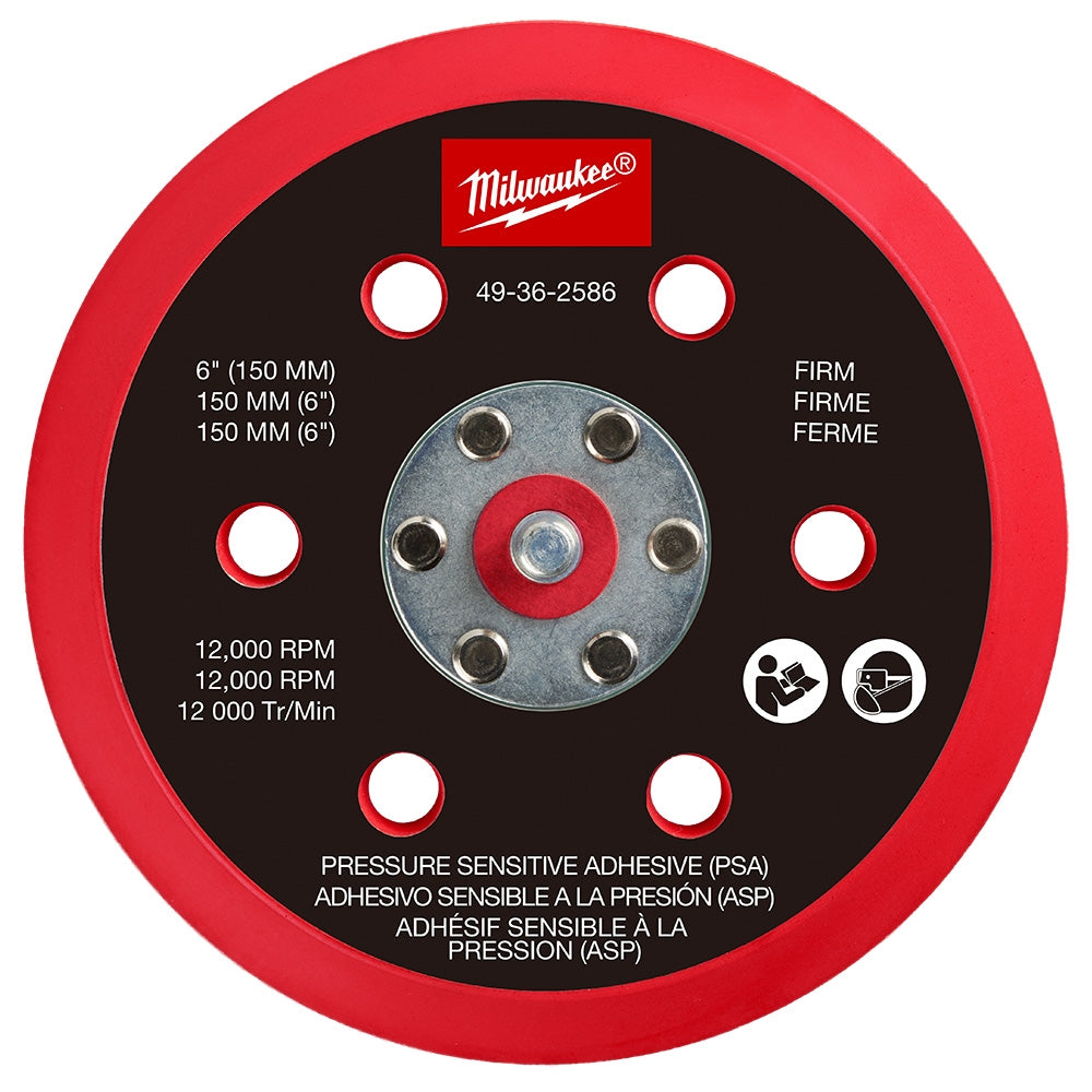 Milwaukee 49-36-2586 6" Pressure Sensitive Adhesive Sander Backing Pad - Firm