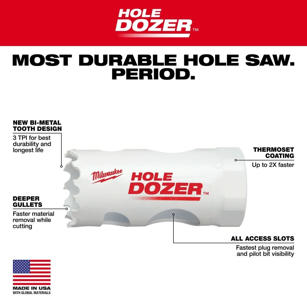 Milwaukee 49-56-0043 1-Inch Hole Dozer Bi-Metal Hole Saw