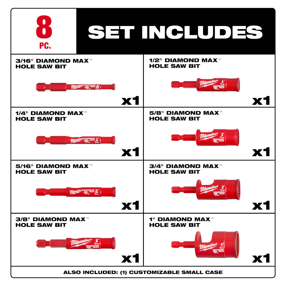 Milwaukee 49-56-0570 Milwaukee Diamond Max Hole Saw Bit Set - 8PC