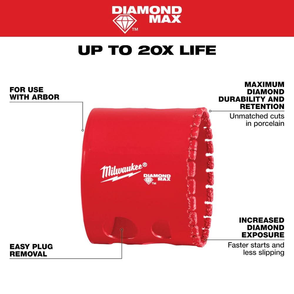 Milwaukee 49-56-5649 Milwaukee 2-1/8" Diamond Max Hole Saw