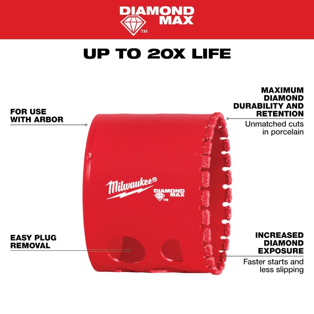 Milwaukee 49-56-5652 Milwaukee 2-1/4" Diamond Max Hole Saw