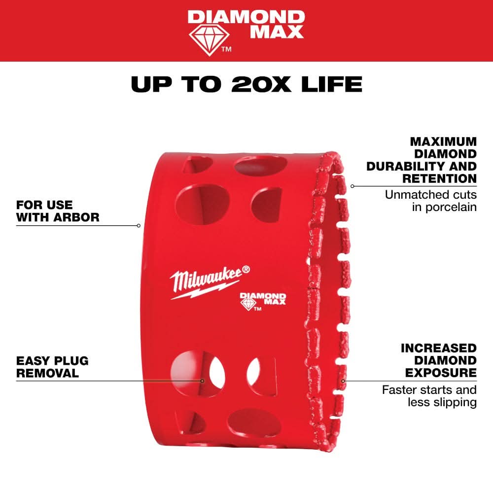 Milwaukee 49-56-5669 Milwaukee 3" Diamond Max Hole Saw