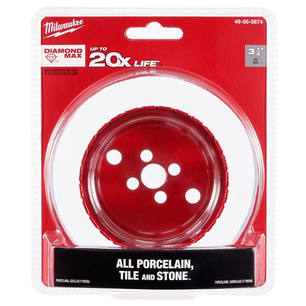 Milwaukee 49-56-5674 Milwaukee 3-1/4" Diamond Max Hole Saw