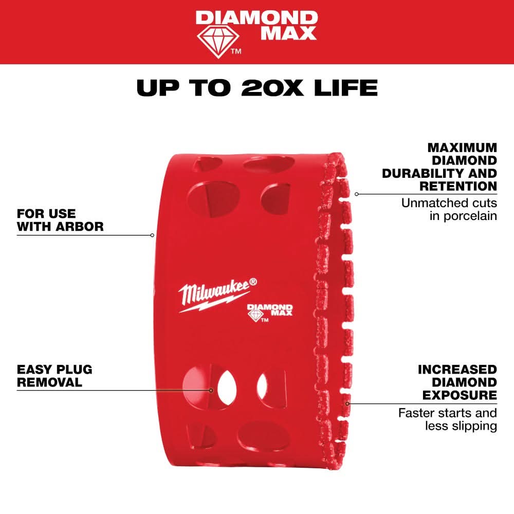 Milwaukee 49-56-5674 Milwaukee 3-1/4" Diamond Max Hole Saw