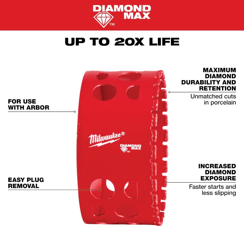 Milwaukee 49-56-5678 Milwaukee 3-1/2" Diamond Max Hole Saw