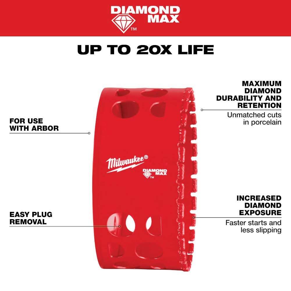Milwaukee 49-56-5681 Milwaukee 3-5/8" Diamond Max Hole Saw