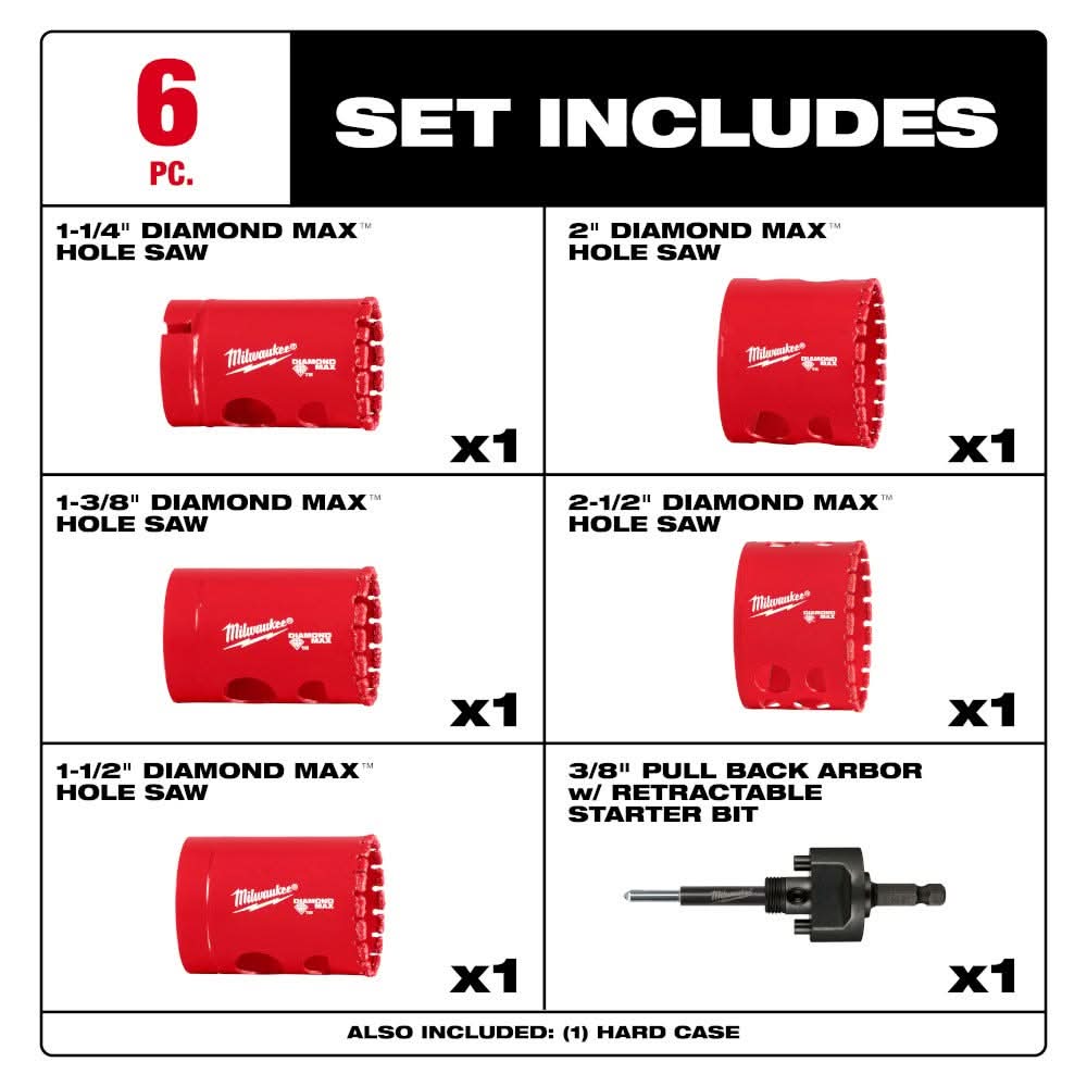 Milwaukee 49-56-5730 Milwaukee Diamond Max Hole Saw Set - 6PC