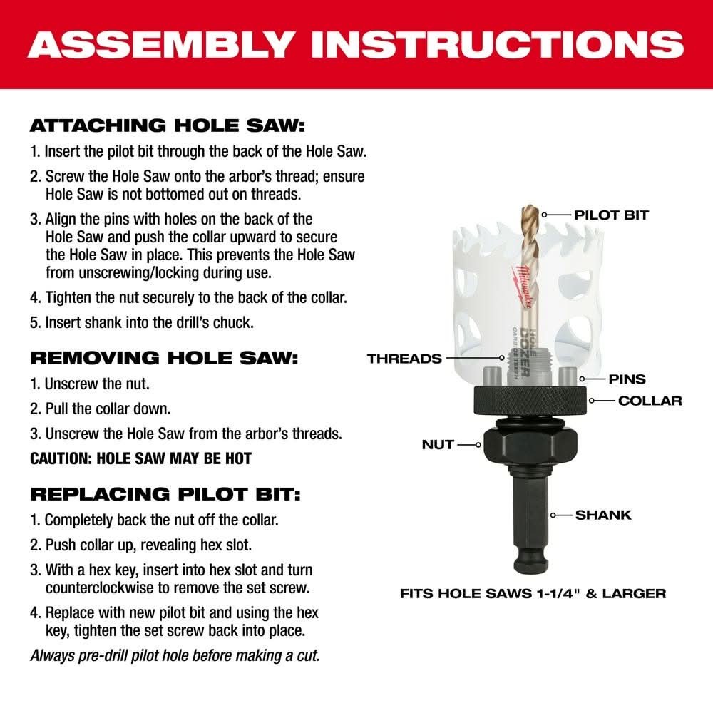 Milwaukee 49-56-7055 Large Thread Quick Change Arbor, 7/16"