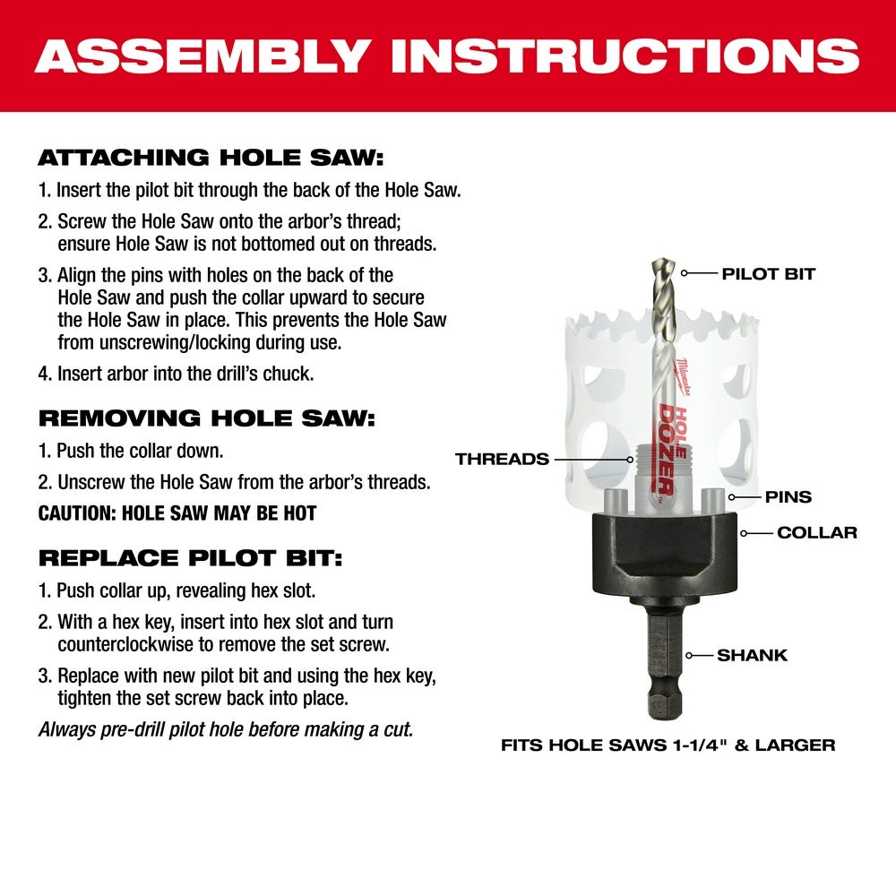 Milwaukee 49-56-7240 Large Thread Quick Change Arbor, 7/16"