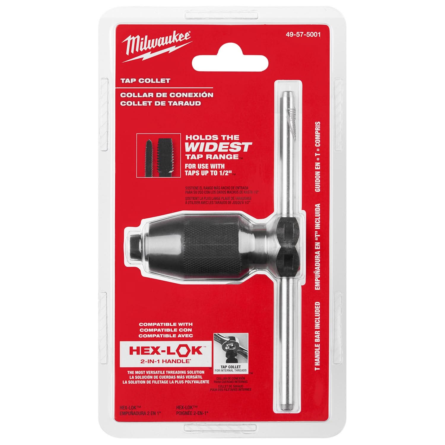 Milwaukee 49-57-5001 Tap Collet for Taps up to 1/2" & T Handle Bar