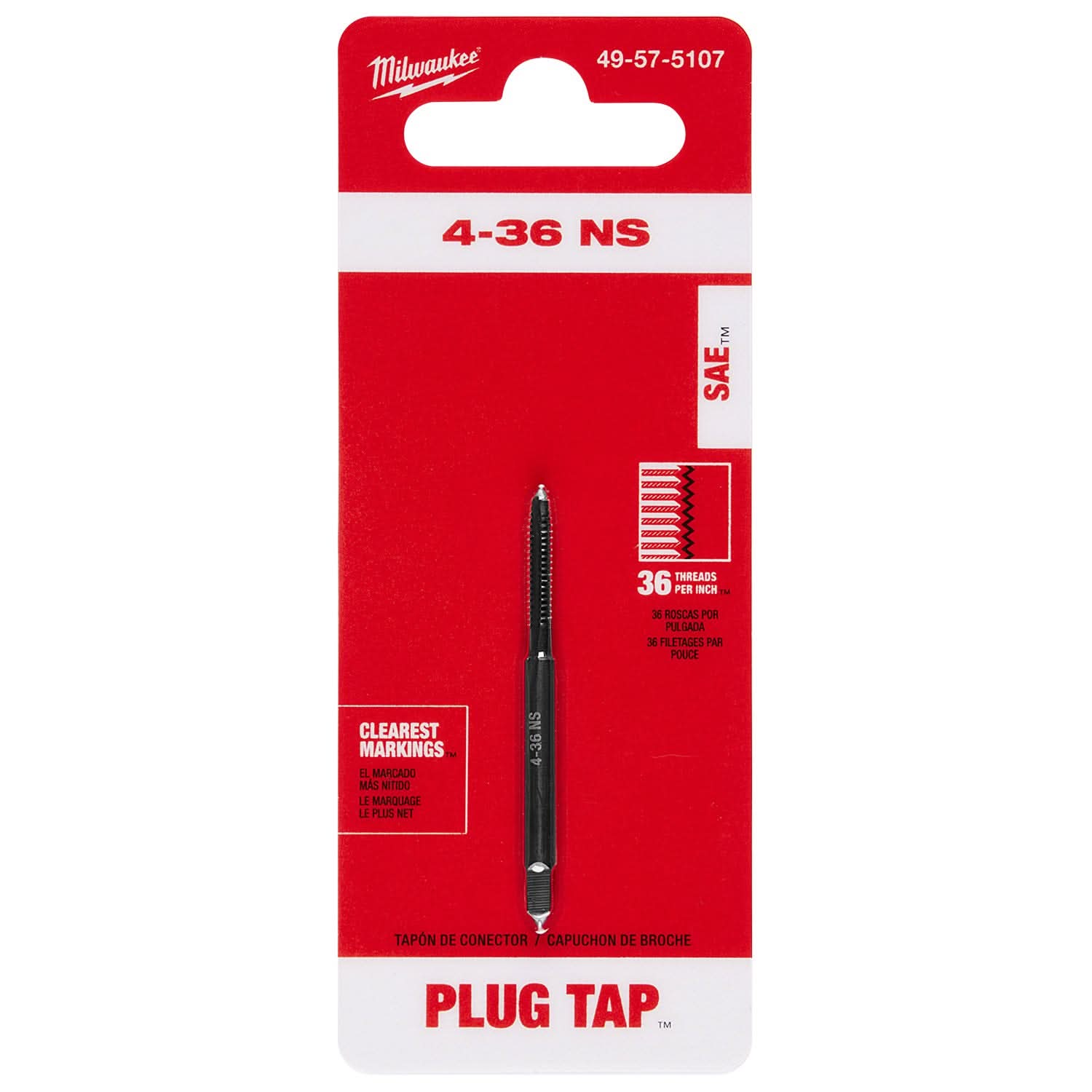 Milwaukee 49-57-5107 4-36 NS Straight Flute Plug Tap