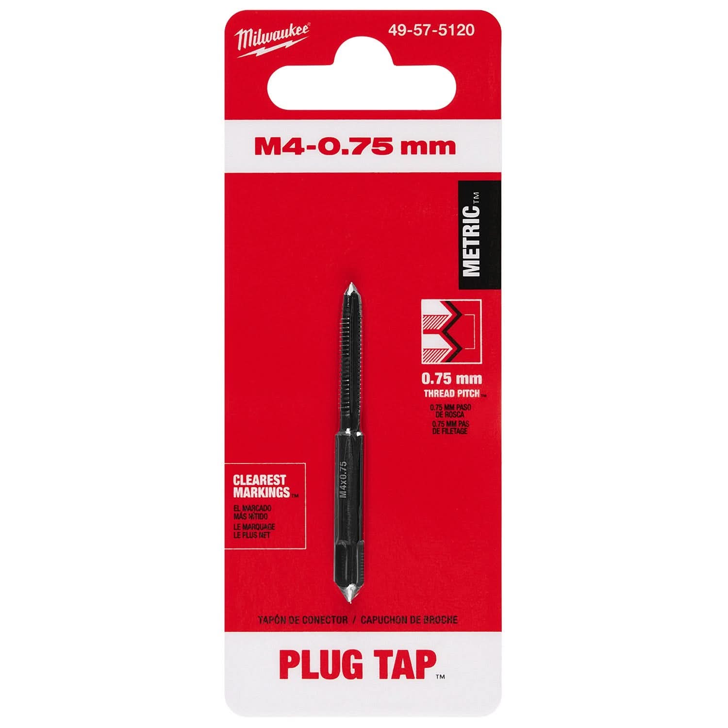 Milwaukee 49-57-5120 M4-0.75 mm Straight Flute Plug Tap