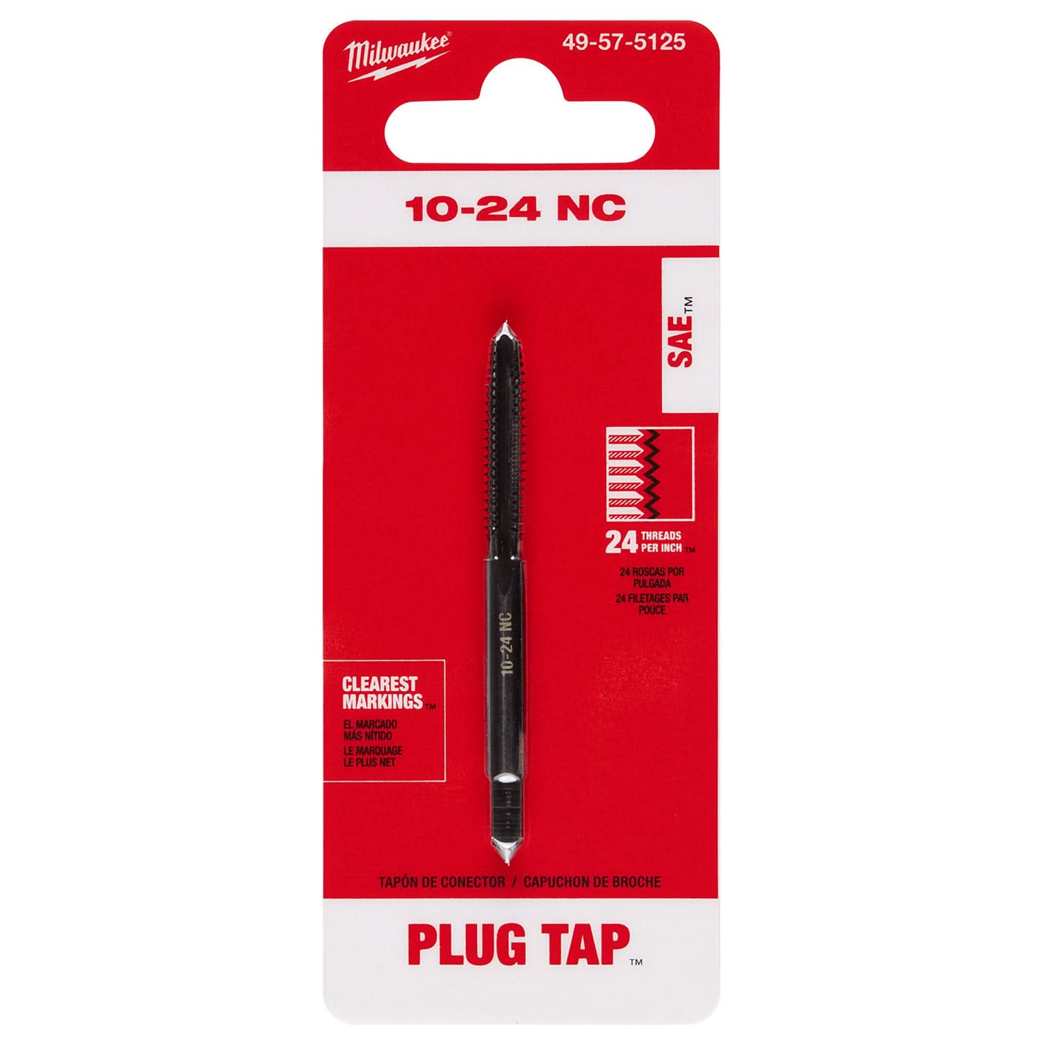Milwaukee 49-57-5125 10-24 NC Straight Flute Plug Tap