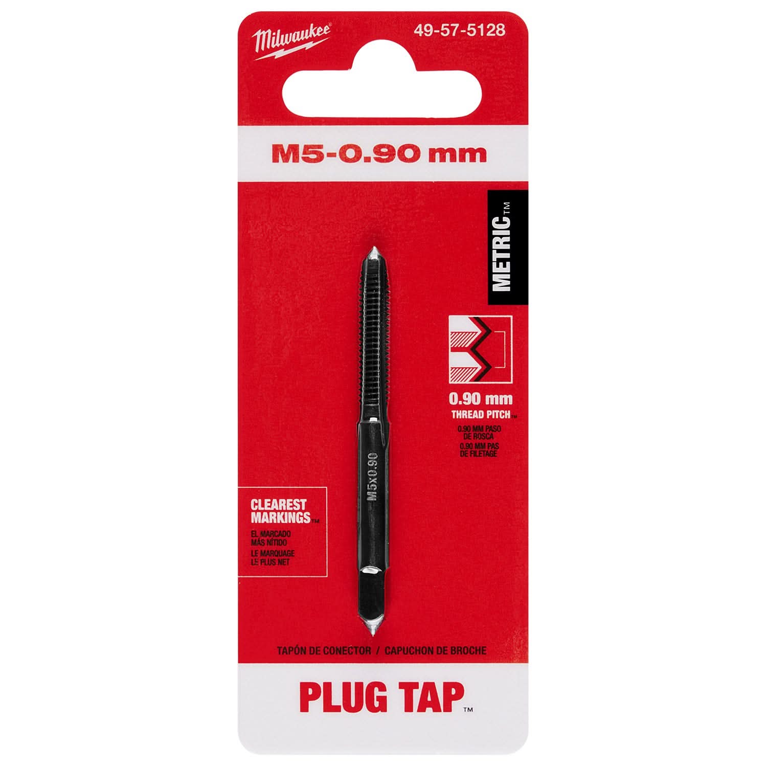 Milwaukee 49-57-5128 M5-0.90 mm Straight Flute Plug Tap