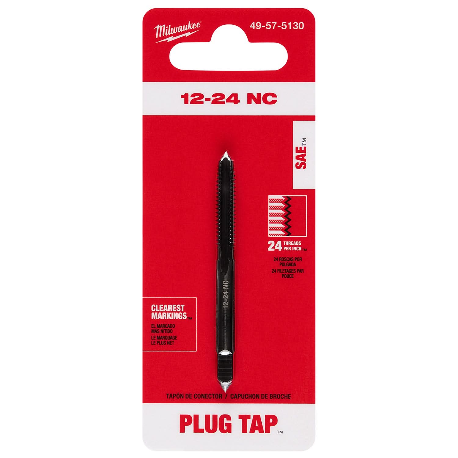 Milwaukee 49-57-5130 12-24 NC Straight Flute Plug Tap