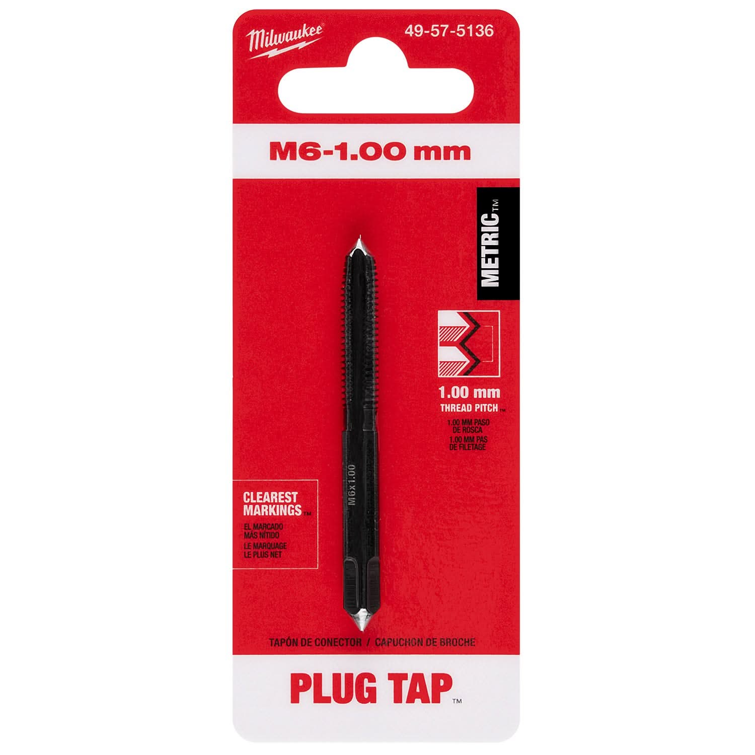 Milwaukee 49-57-5136 M6-1.00 mm Straight Flute Plug Tap