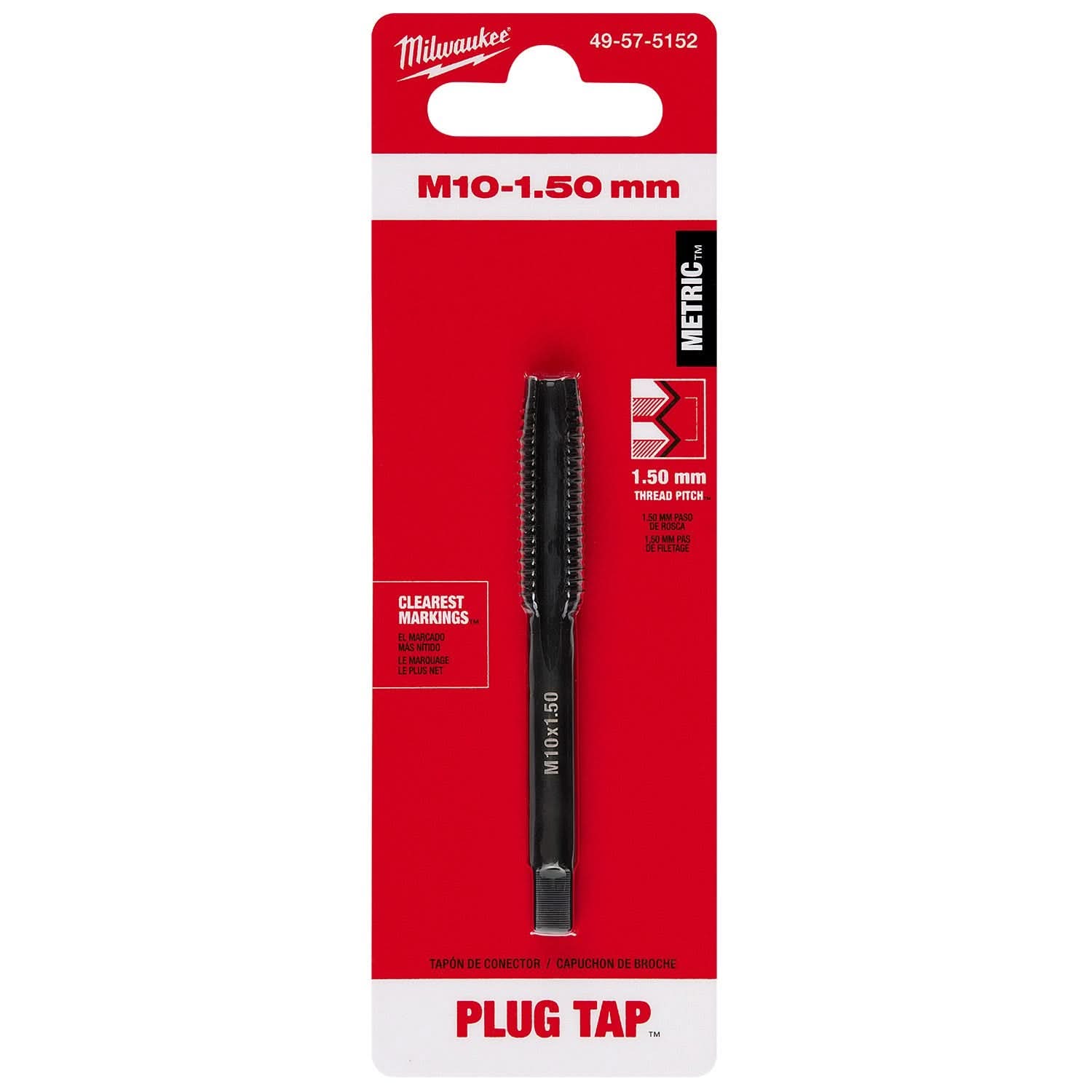 Milwaukee 49-57-5152 M10-1.50 mm Straight Flute Plug Tap