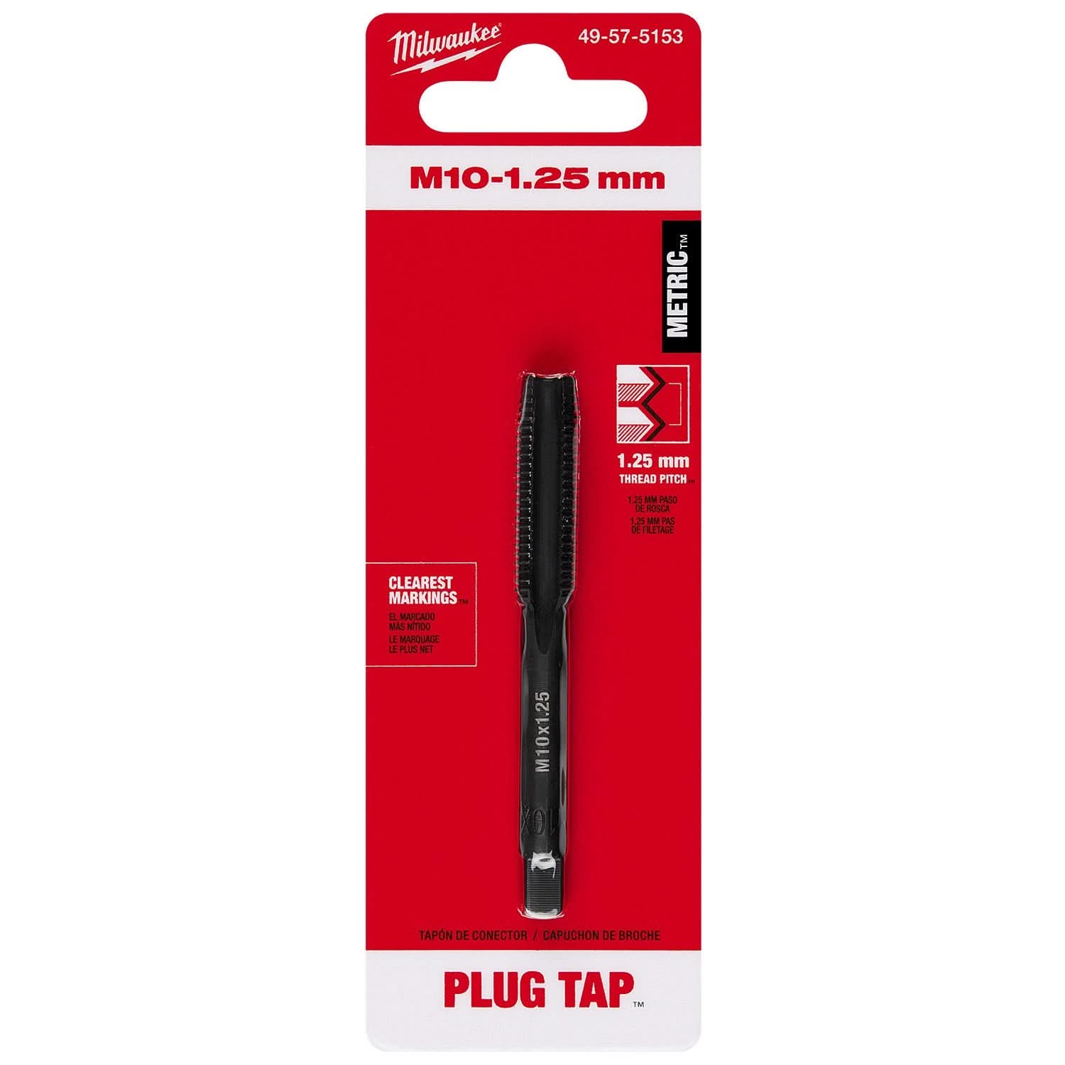 Milwaukee 49-57-5153 M10-1.25 mm Straight Flute Plug Tap