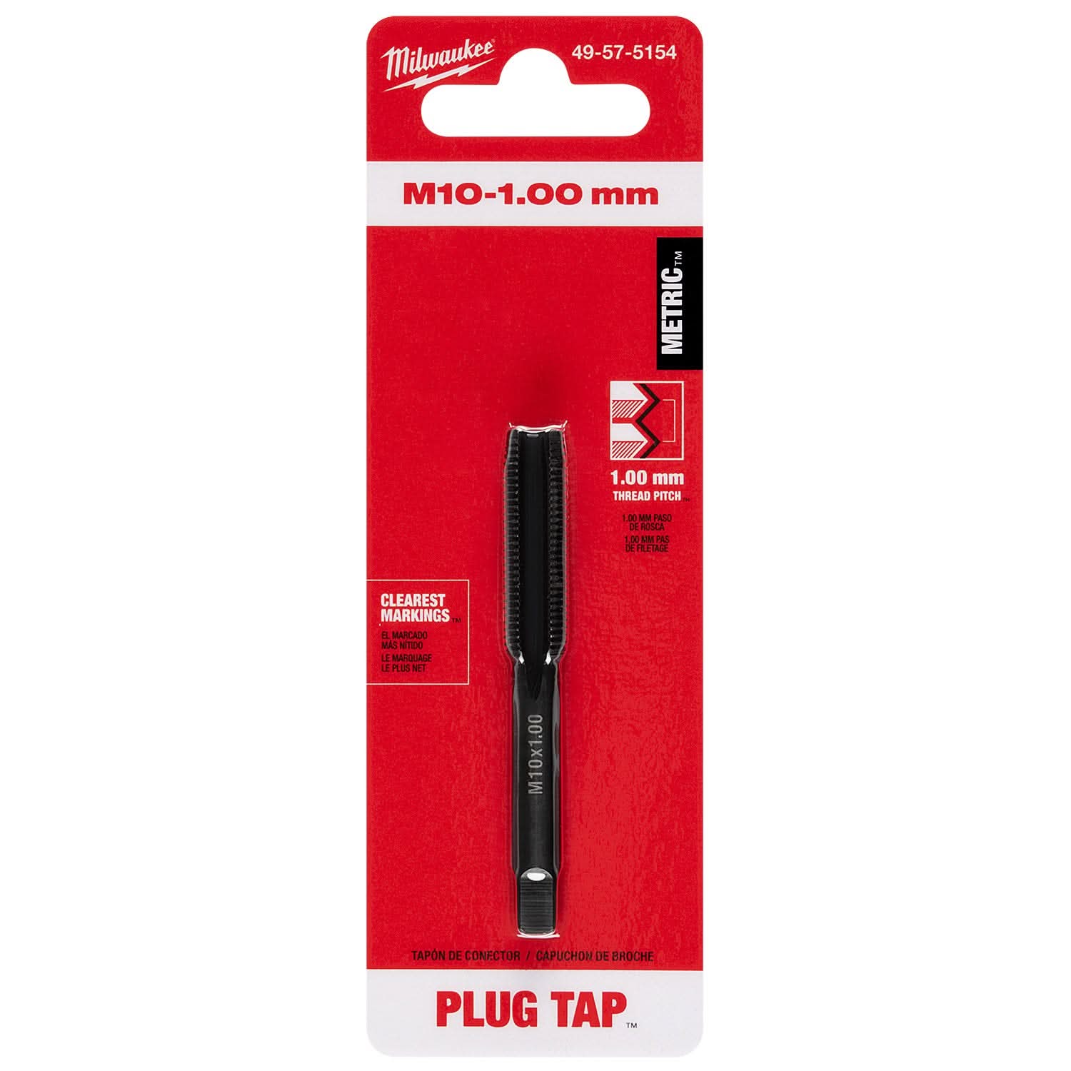 Milwaukee 49-57-5154 M10-1.00 mm Straight Flute Plug Tap