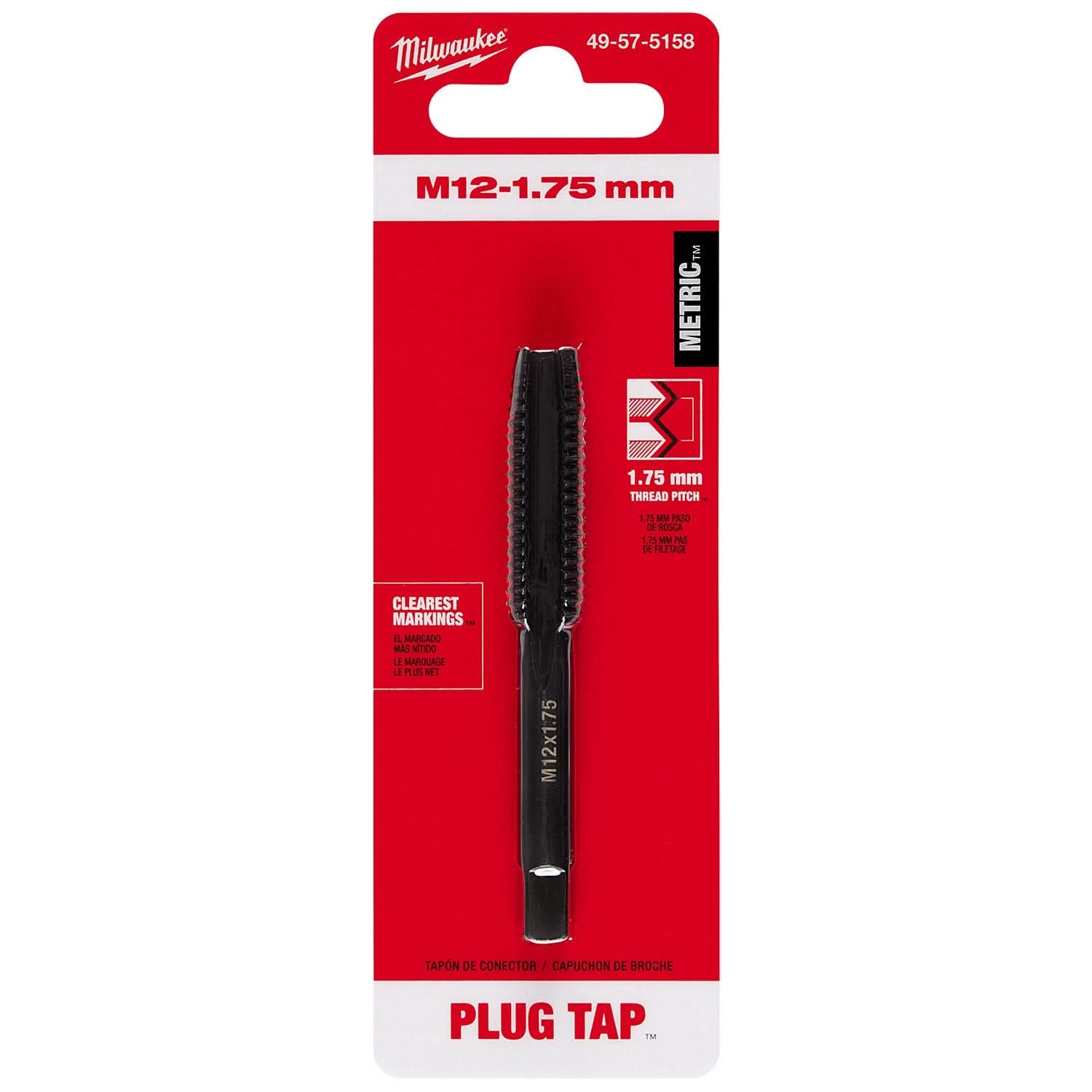 Milwaukee 49-57-5158 M12-1.75 mm Straight Flute Plug Tap