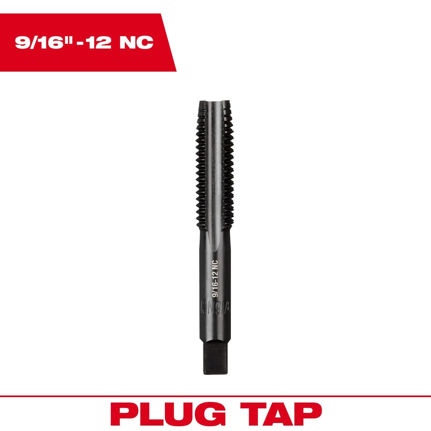 Milwaukee 49-57-5165 9/16"-12 NC Straight Flute Plug Tap