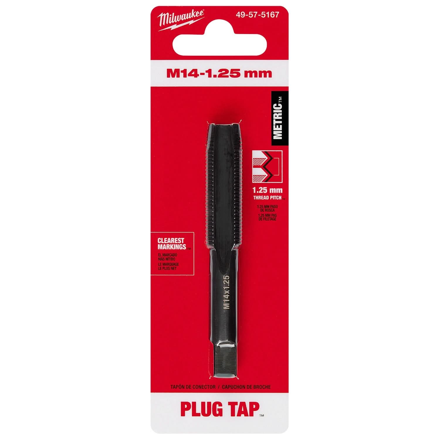 Milwaukee 49-57-5167 M14-1.25 mm Straight Flute Plug Tap