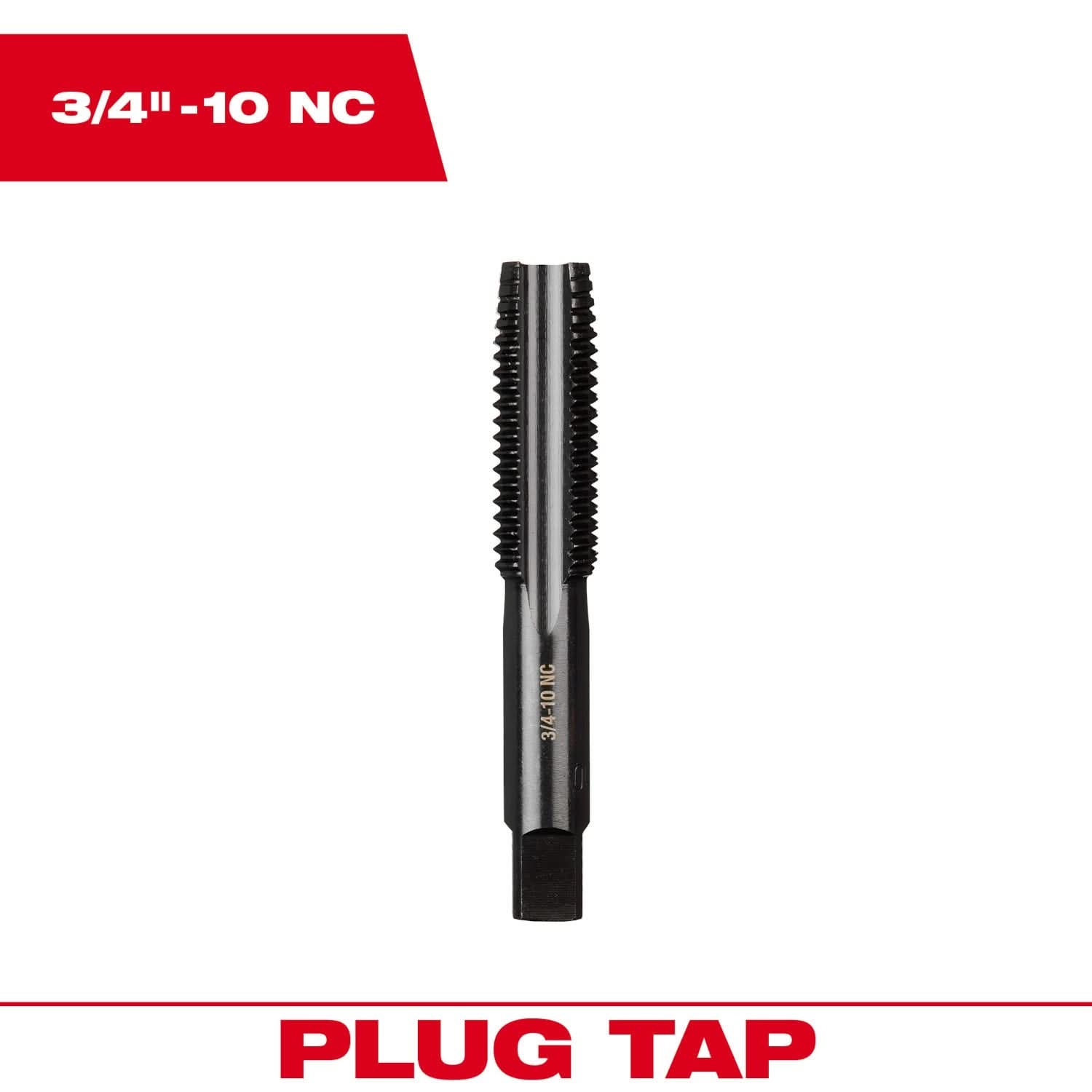 Milwaukee 49-57-5176 3/4"-10 NC Straight Flute Plug Tap
