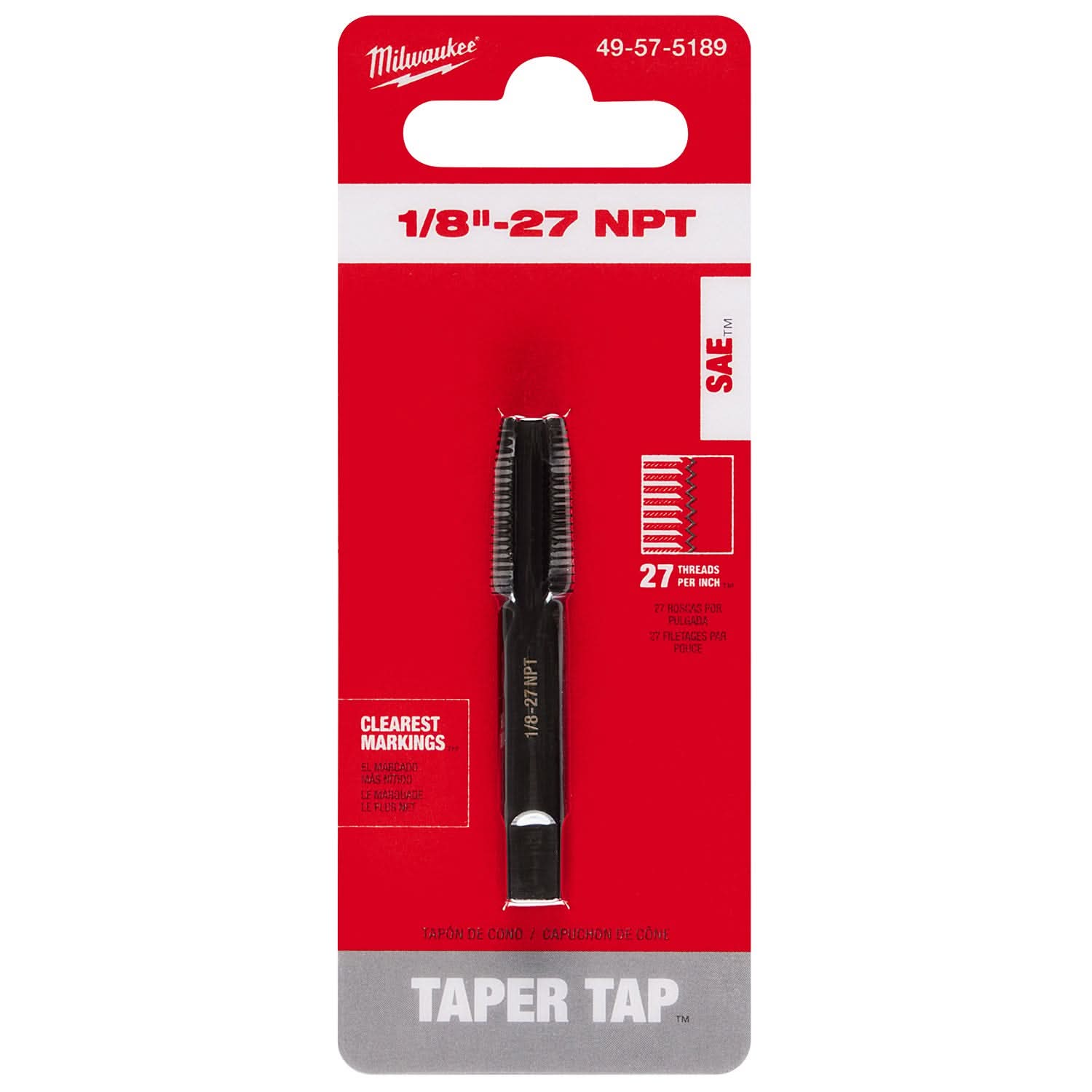 Milwaukee 49-57-5189 1/8"-27 NPT Straight Flute Taper Tap