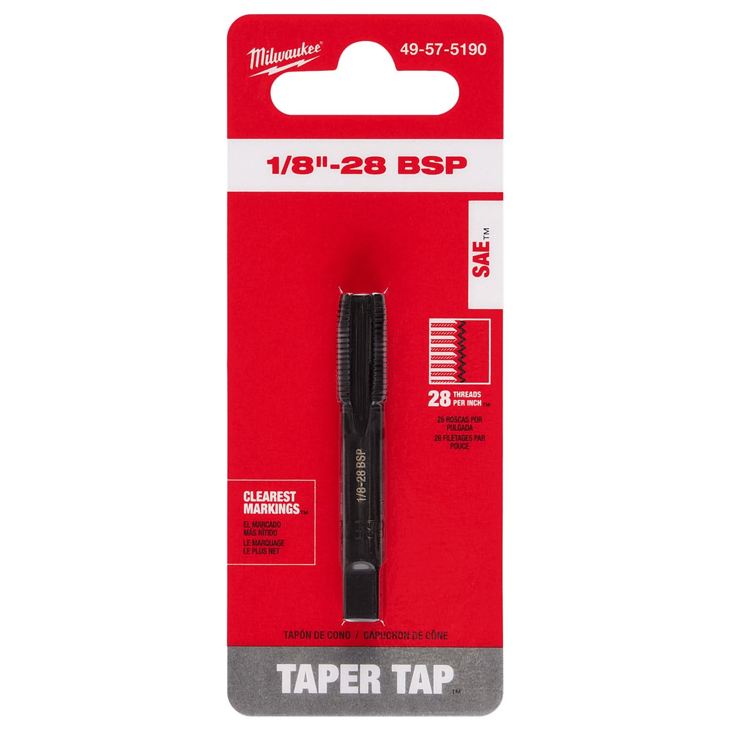 Milwaukee 49-57-5190 1/8"-28 BSP Straight Flute Taper Tap