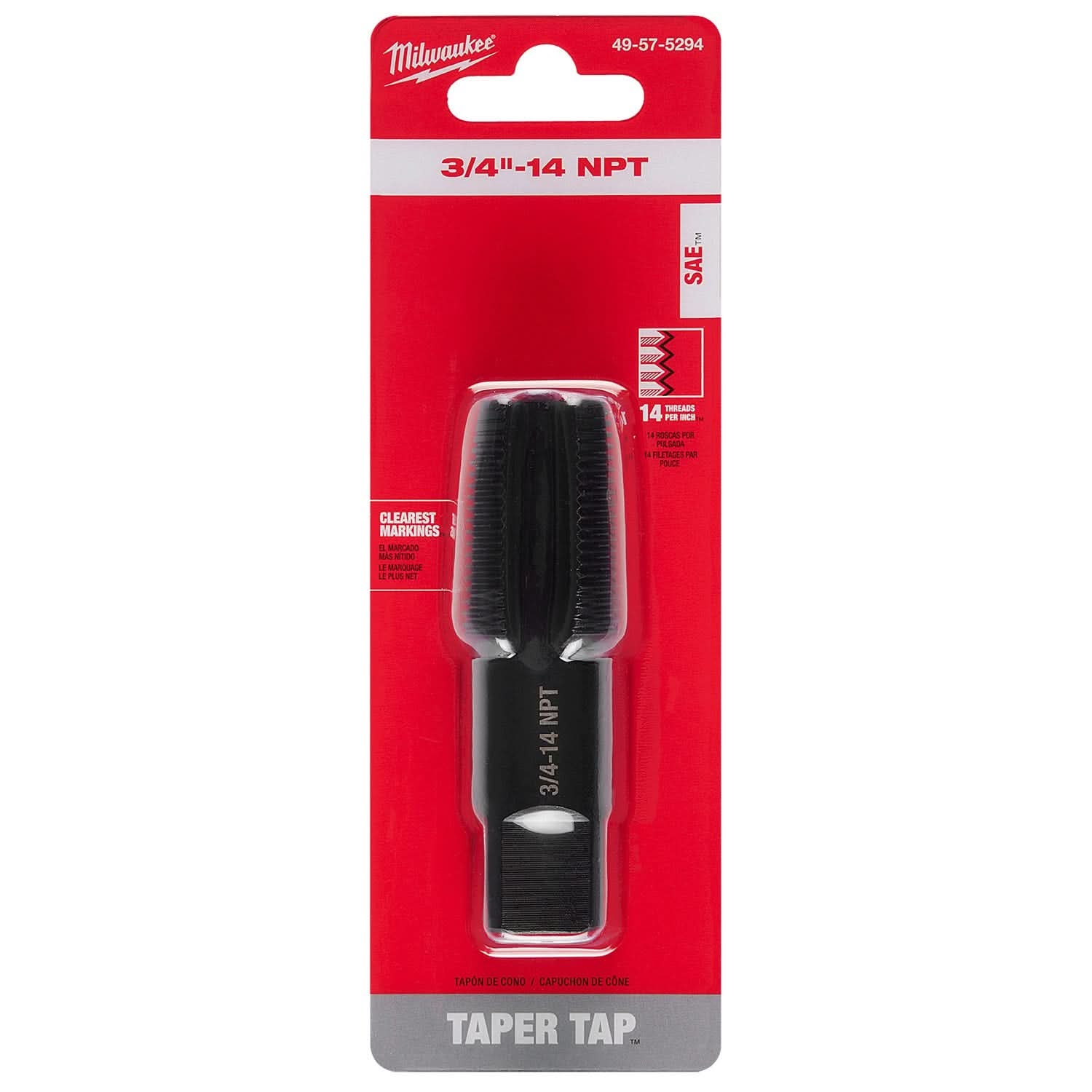Milwaukee 49-57-5294 3/4"-14 NPT Straight Flute Taper Tap