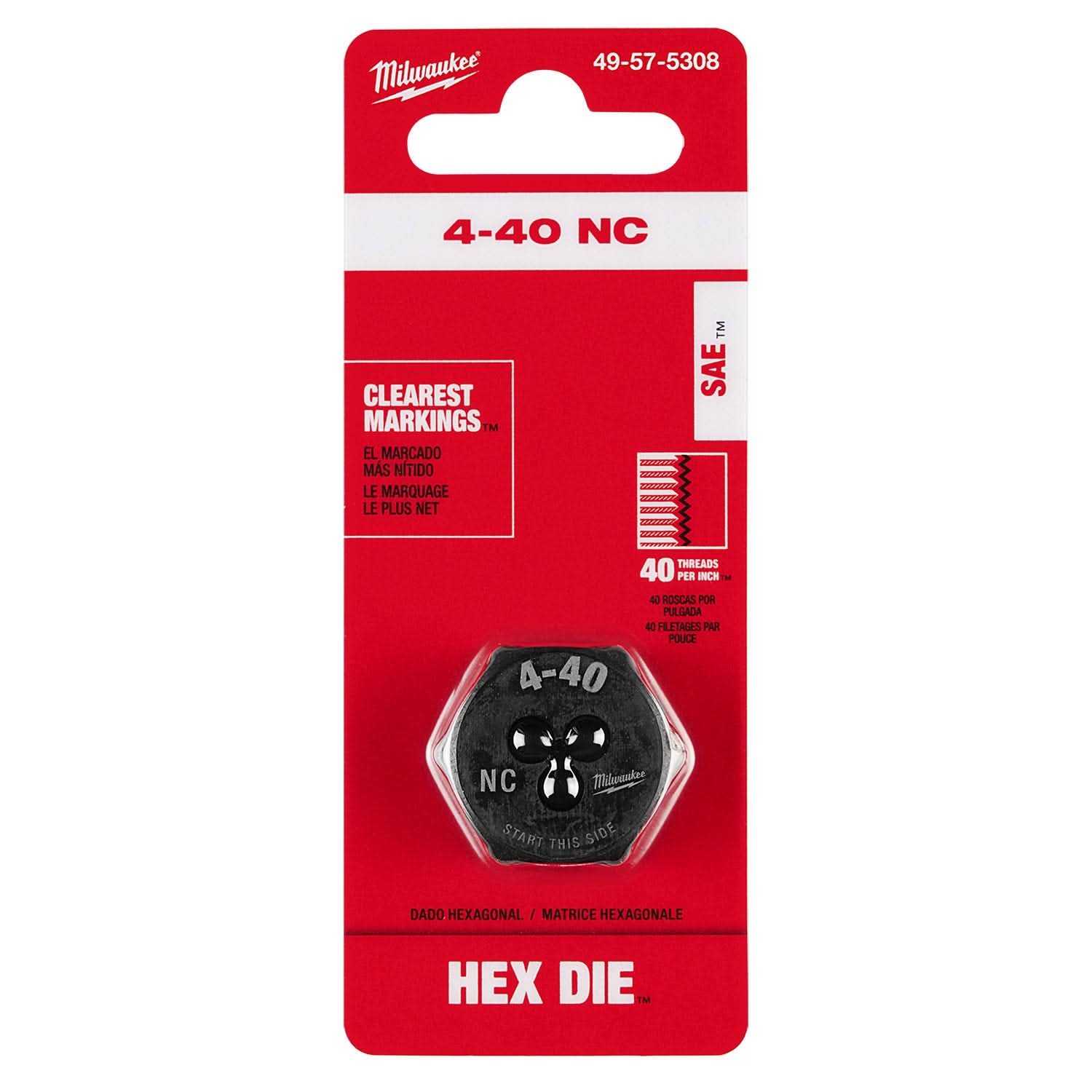 Milwaukee 49-57-5308 4-40 NC 1-Inch Hex Threading Die – Tool Nut