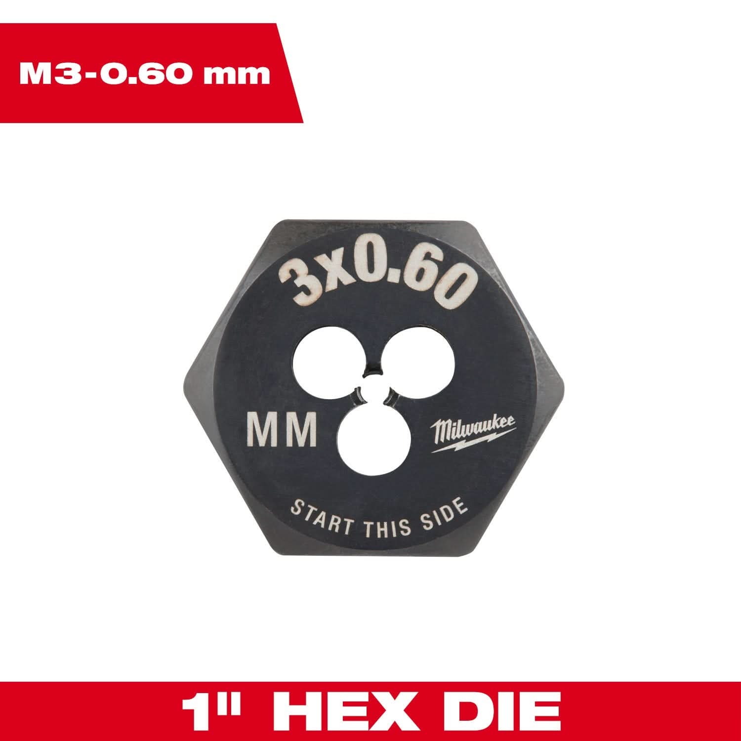 Milwaukee 49-57-5310 M3-0.60 mm 1-Inch Hex Threading Die