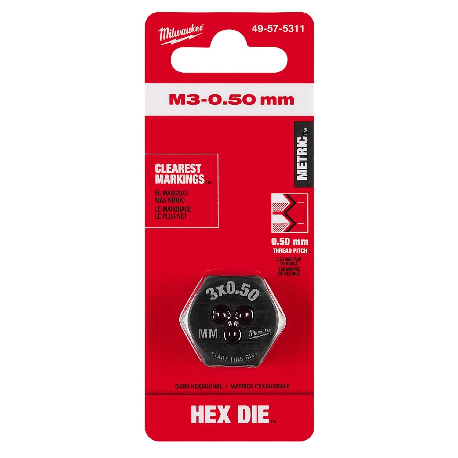Milwaukee 49-57-5311 M3-0.50 mm 1-Inch Hex Threading Die