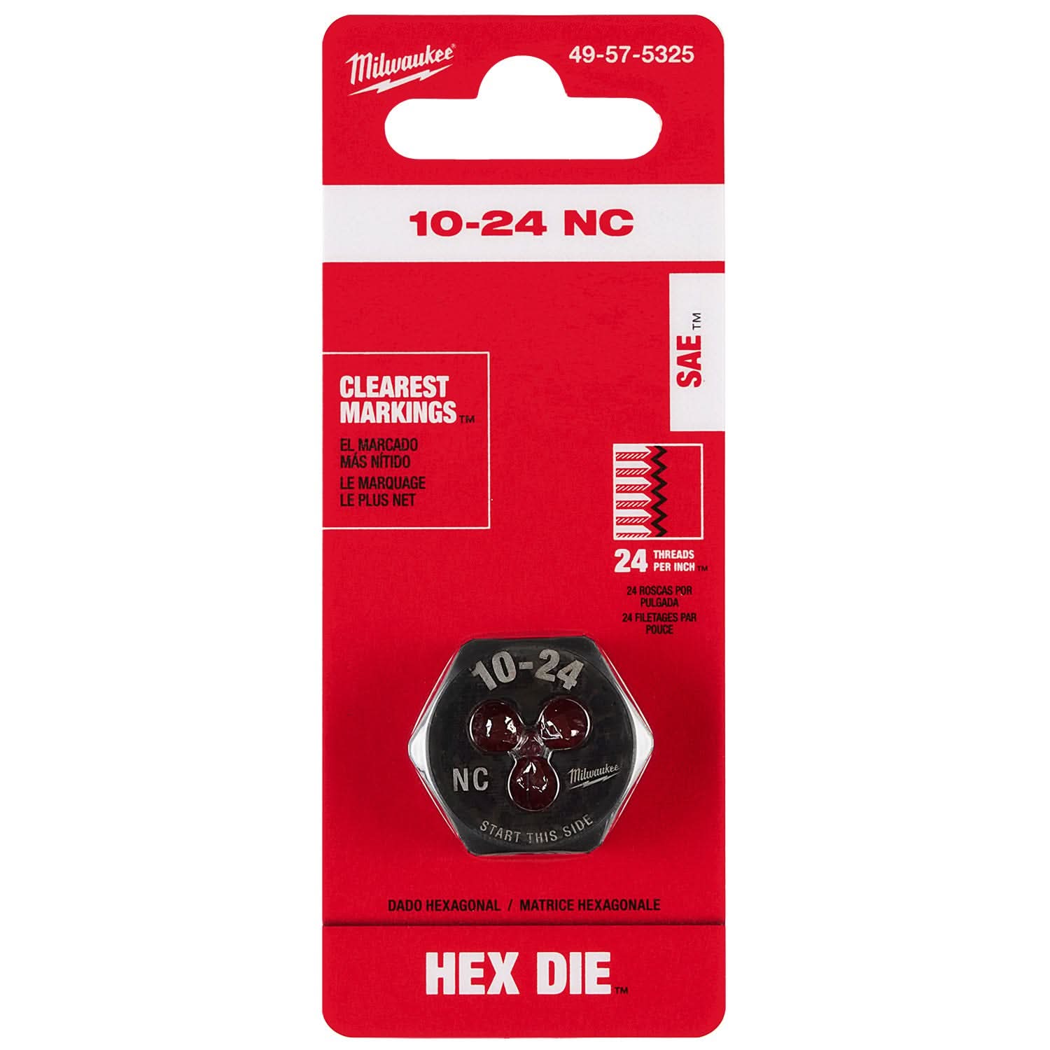 Milwaukee 49-57-5325 10-24 NC 1-Inch Hex Threading Die