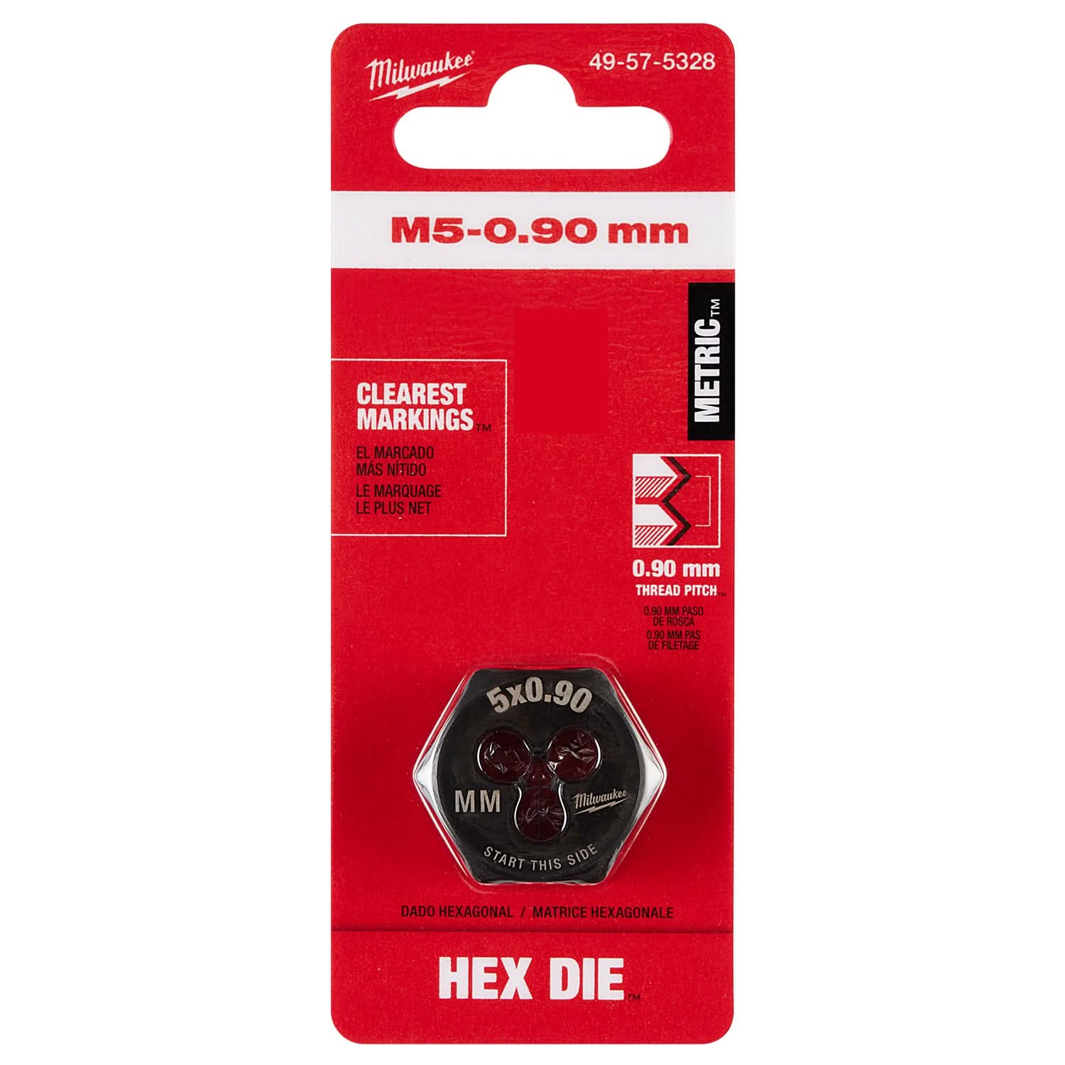 Milwaukee 49-57-5328 M5-0.90 mm 1-Inch Hex Threading Die