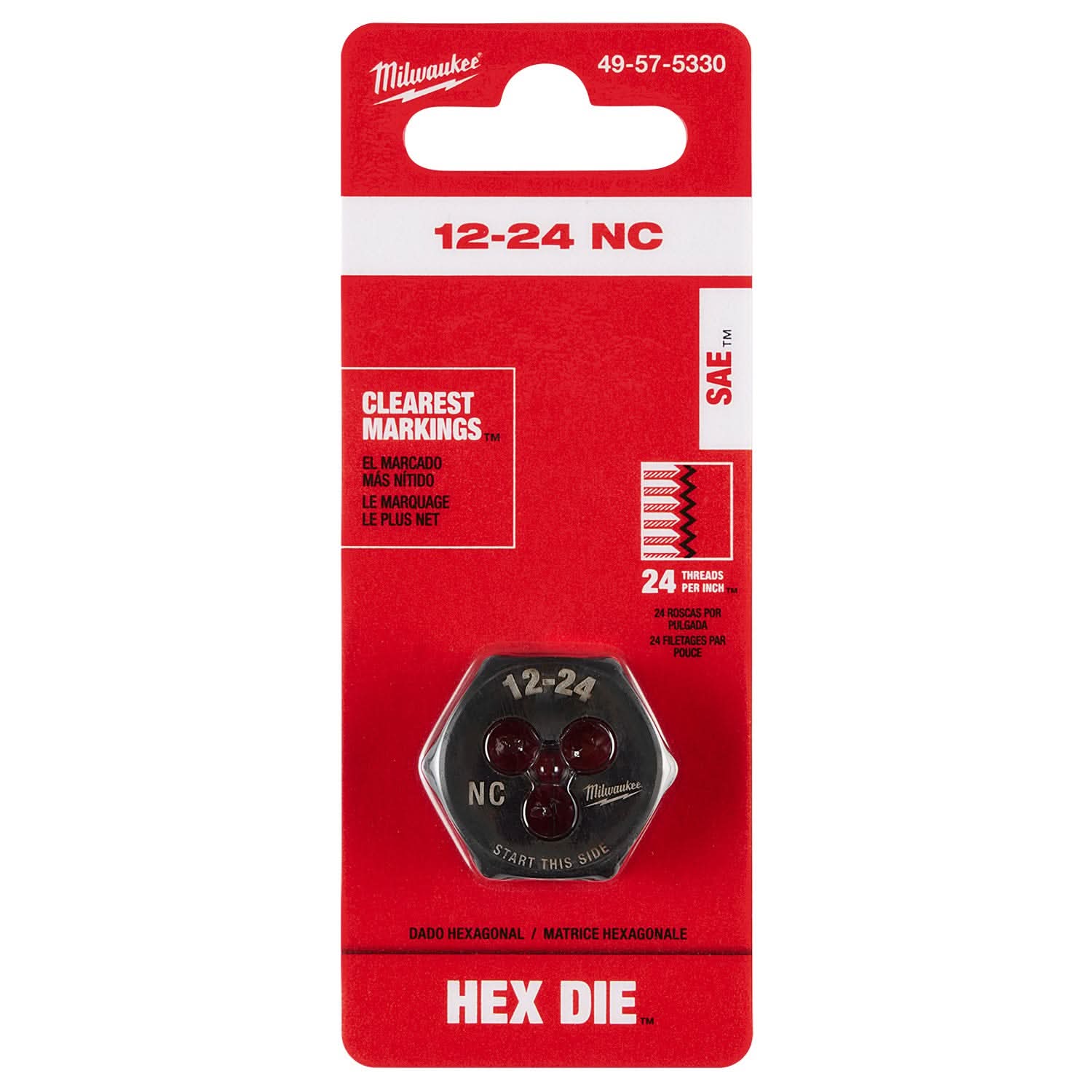 Milwaukee 49-57-5330 12-24 NC 1-Inch Hex Threading Die