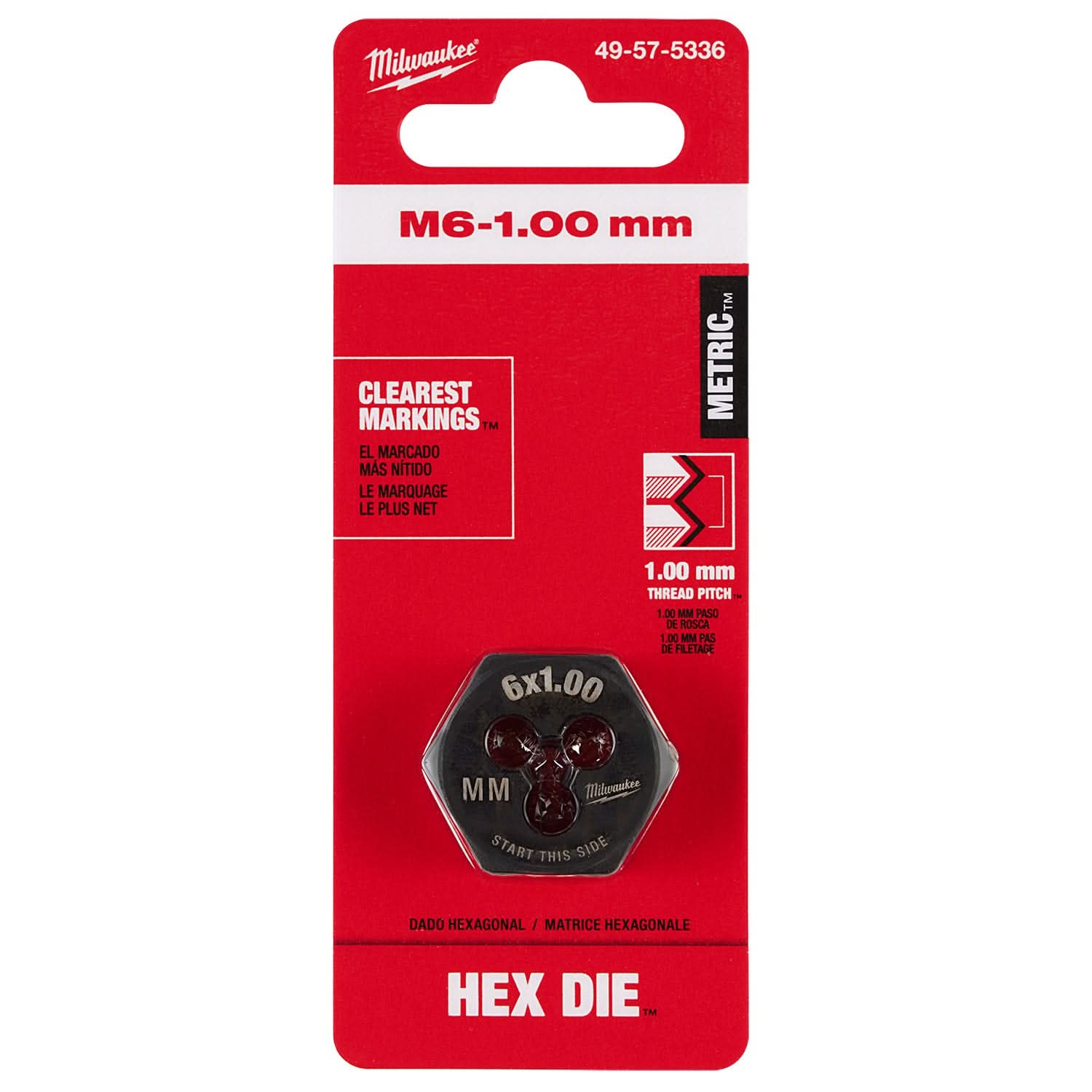 Milwaukee 49-57-5336 M6-1.00 mm 1-Inch Hex Threading Die