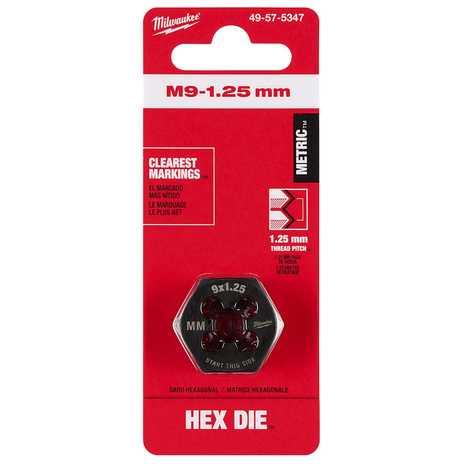 Milwaukee 49-57-5347 M9-1.25 mm 1-Inch Hex Threading Die