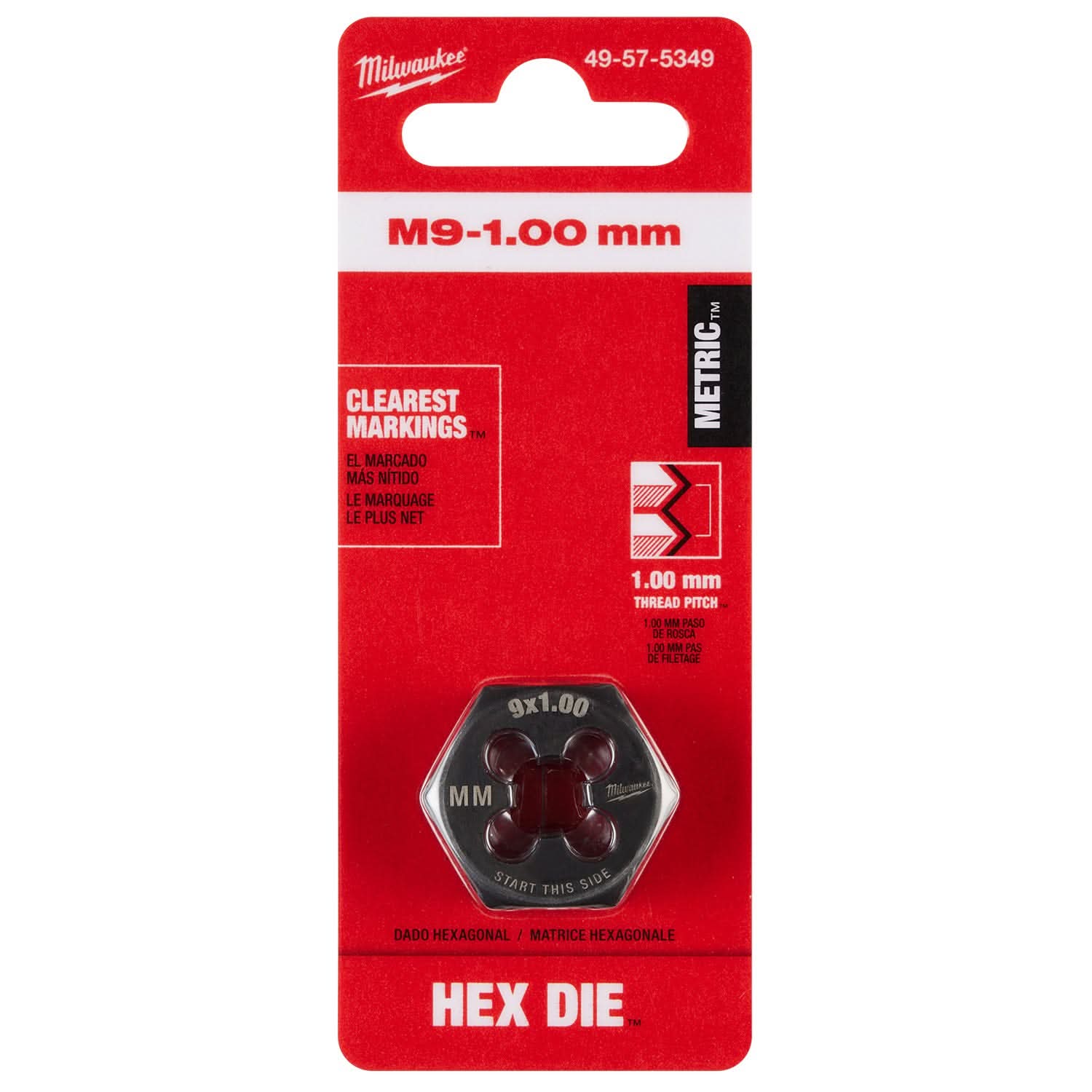 Milwaukee 49-57-5349 M9-1.00 mm 1-Inch Hex Threading Die