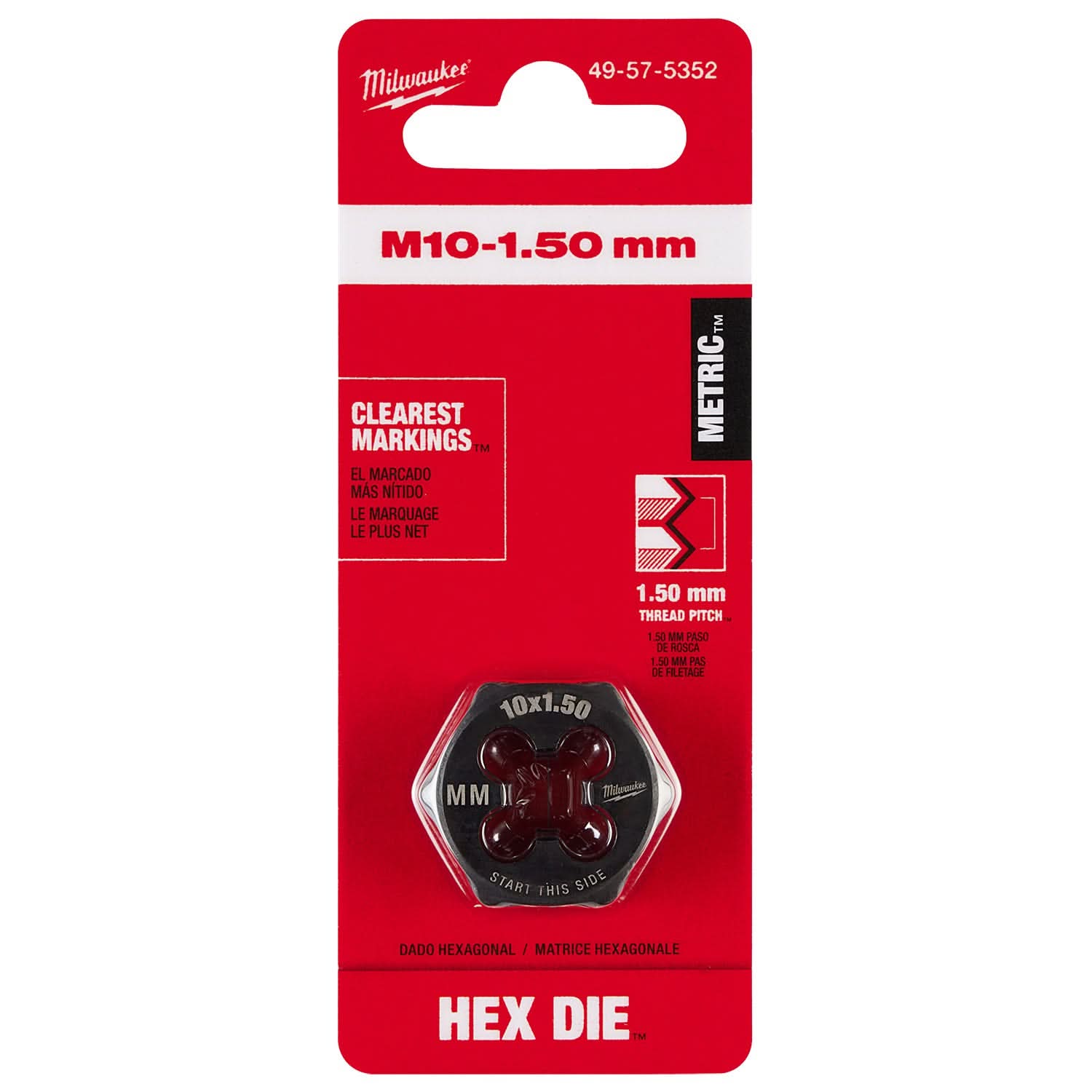 Milwaukee 49-57-5352 M10-1.50 mm 1-Inch Hex Threading Die