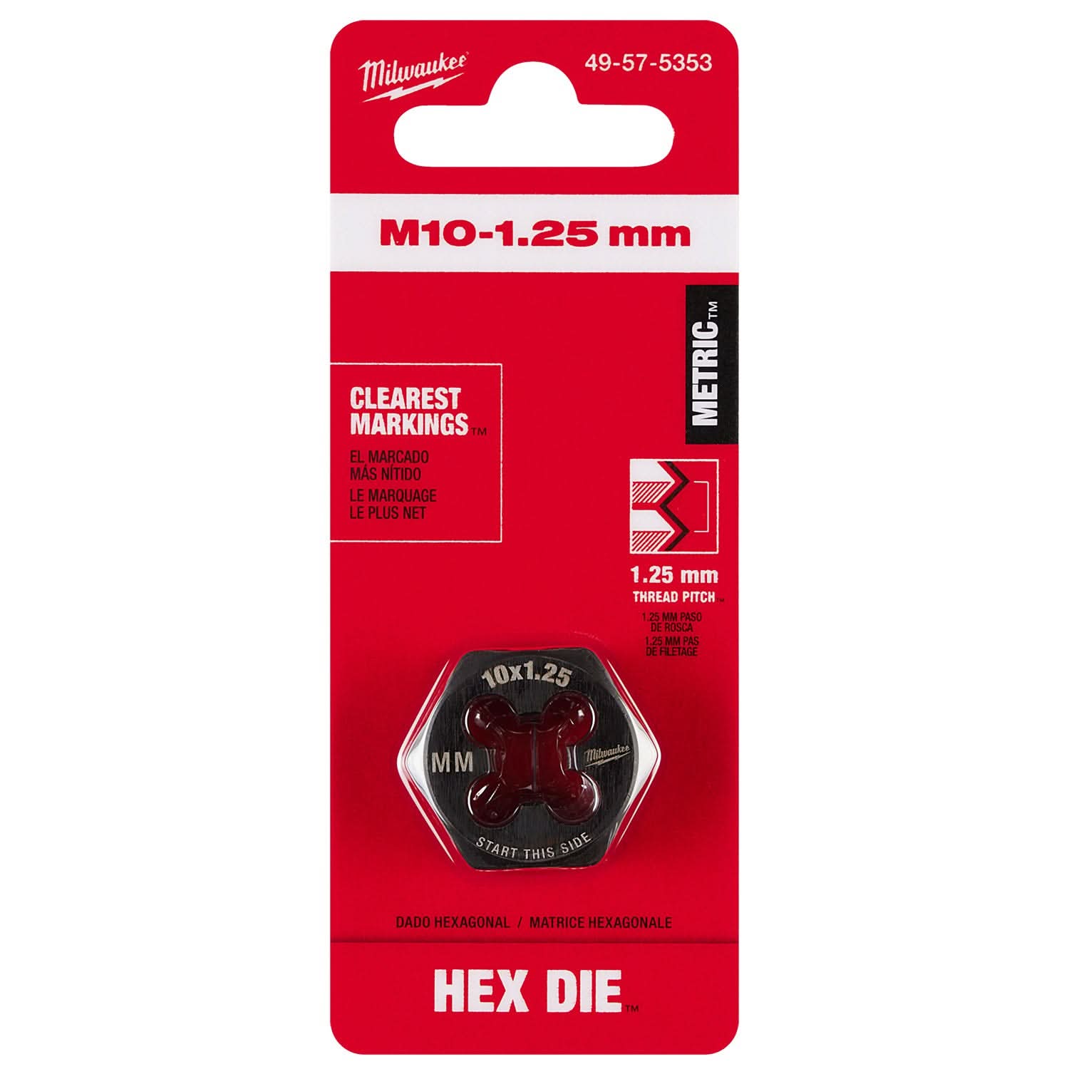 Milwaukee 49-57-5353 M10-1.25 mm 1-Inch Hex Threading Die