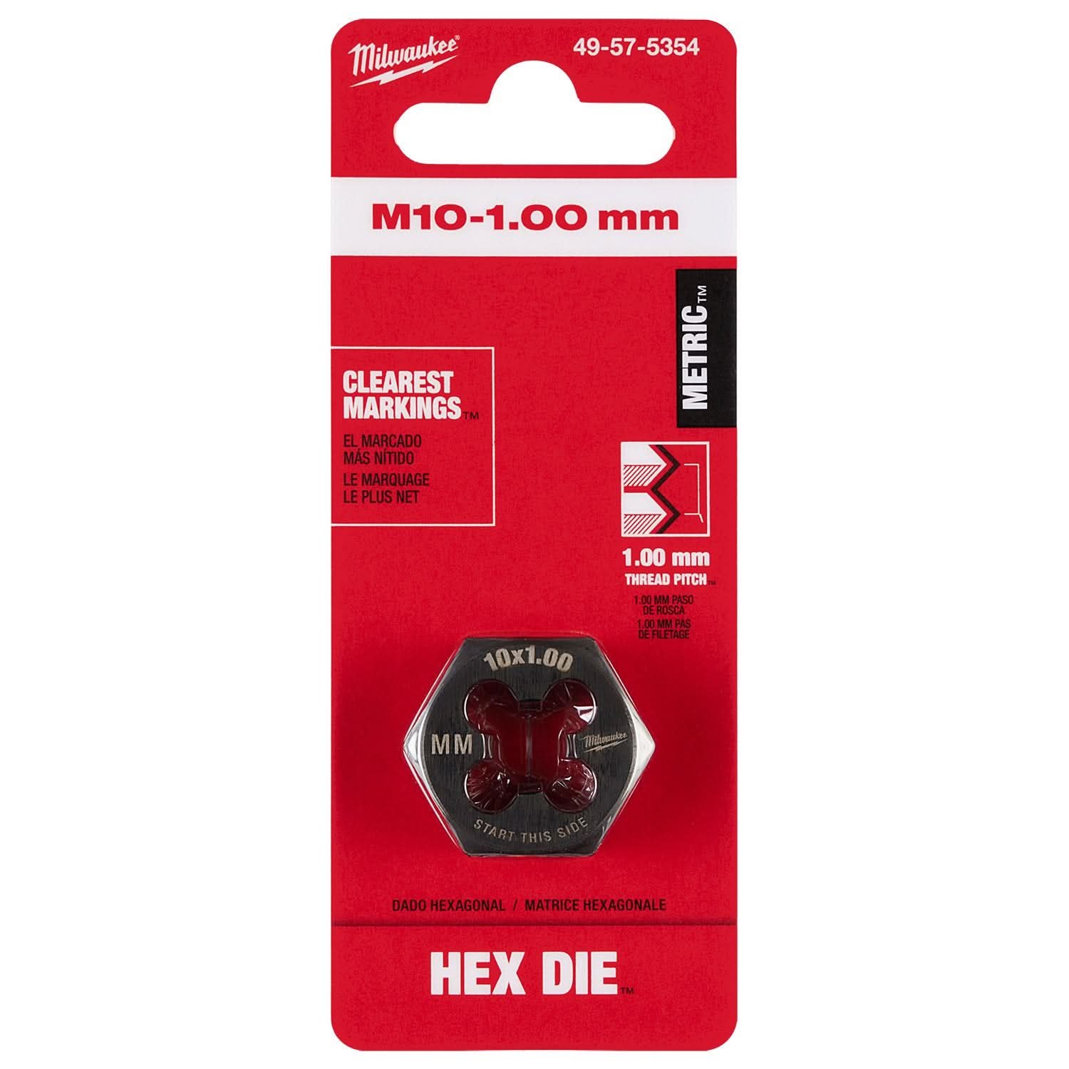 Milwaukee 49-57-5354 M10-1.00 mm 1-Inch Hex Threading Die